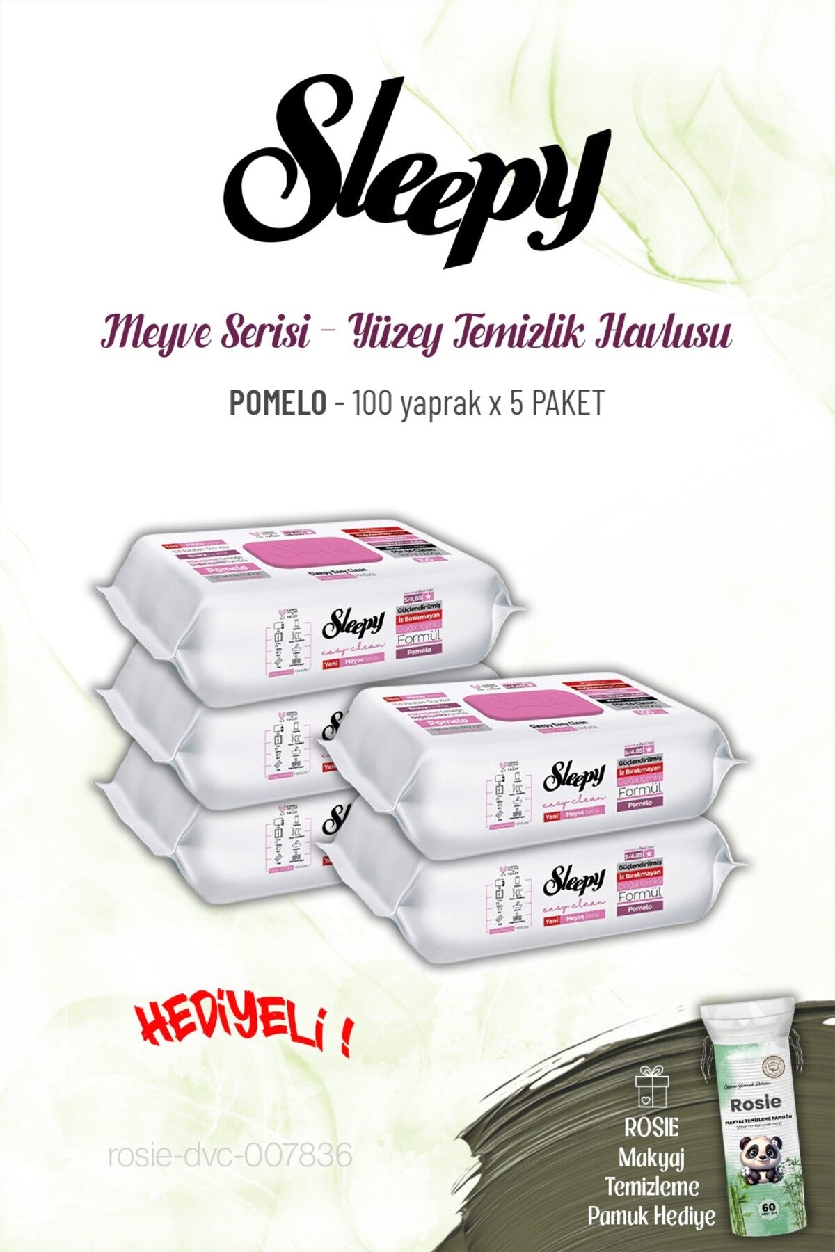 Pomelo Yüzey Temizlik Havlusu 100 yaprak x 5 paket ve ROSIE