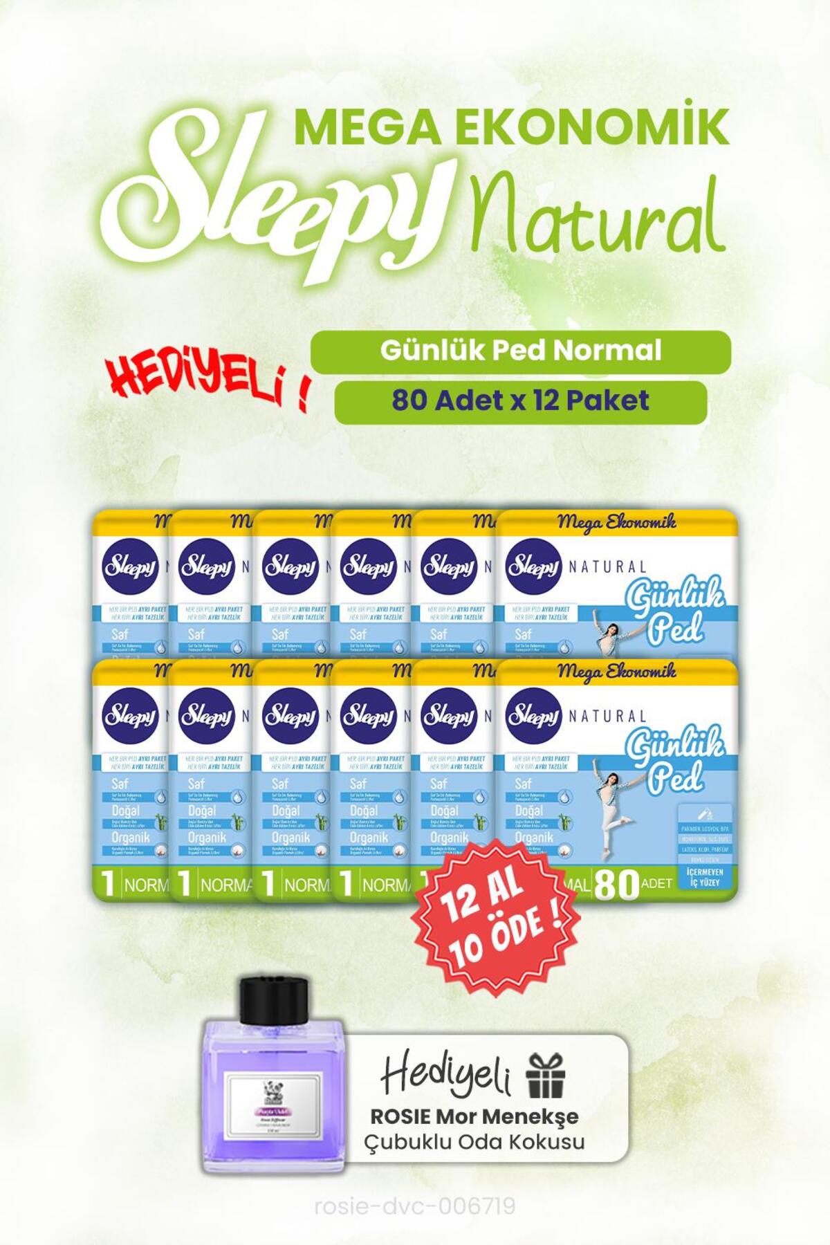 12 AL 10 ÖDE 80'li Natural Günlük Ped Normal ve ROSIE oda kokusu