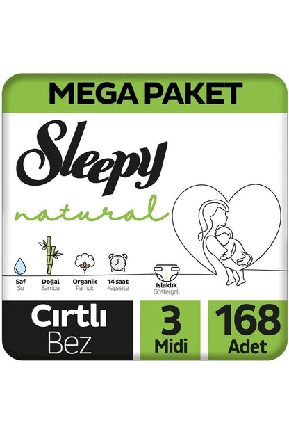 Natural Mega Paket Bebek Bezi 3 Numara Midi 168 Adet