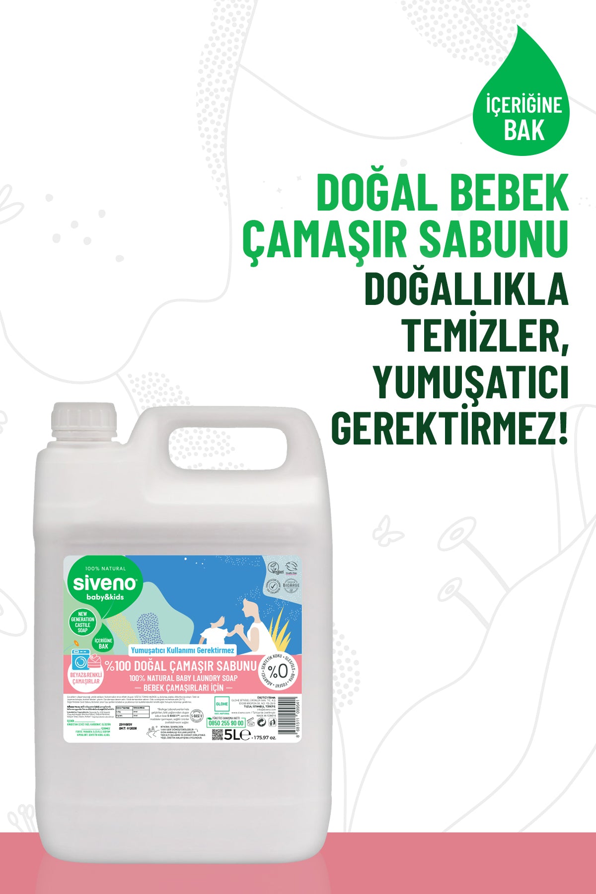 %100 Doğal Bebek Çamaşır Sabunu Kendinden Yumuşatıcılı Bitkisel Deterjan Vegan 5000 ml