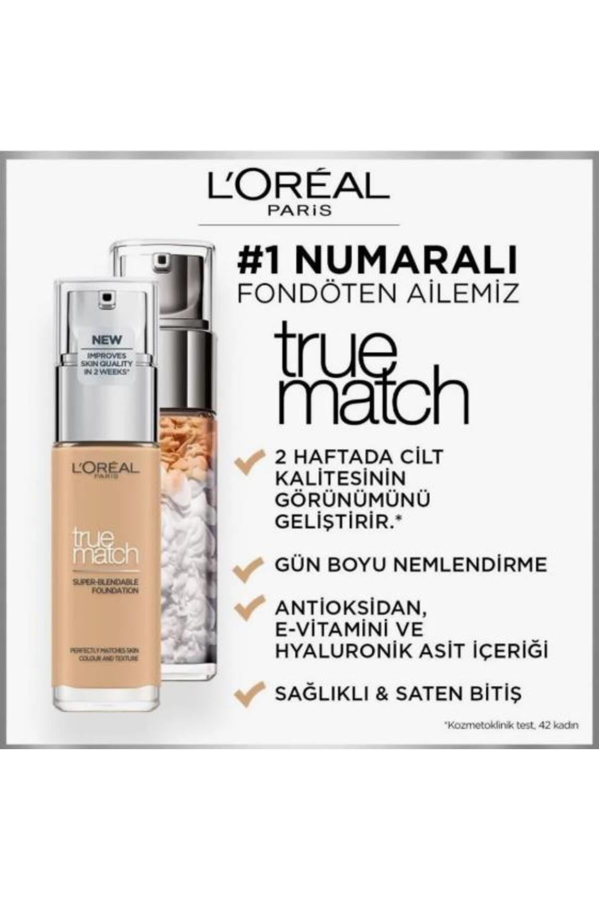 Loreal Paris True Match Fondöten 3.D/3.W, Maskara Curl Bounce Very Black, Super Stay Vinyl Ink Ruj 1