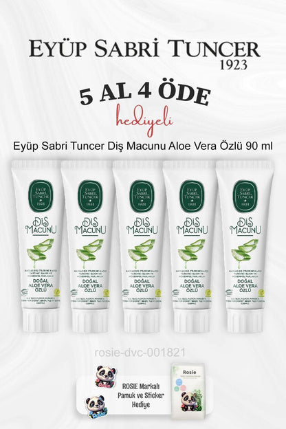 Diş Macunu Aloe Vera Özlü 90 ml 5 Al 4 Öde ve Rosie Pamuk