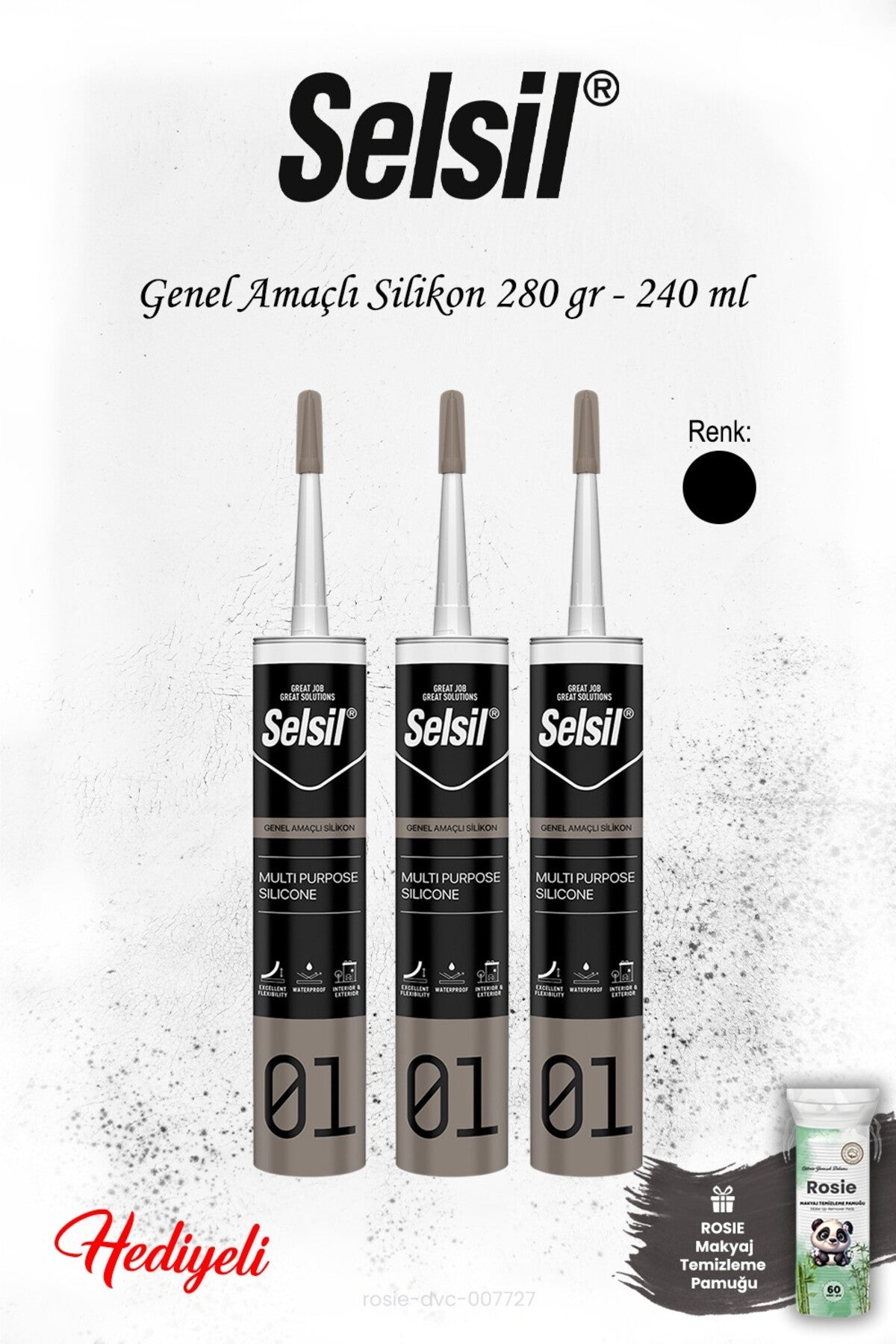 Siyah 3'lü Genel Amaçlı Silikon, ROSIE