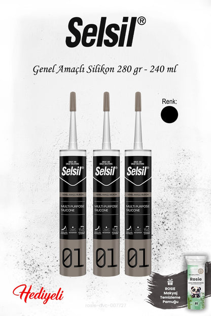 Siyah 3'lü Genel Amaçlı Silikon, ROSIE
