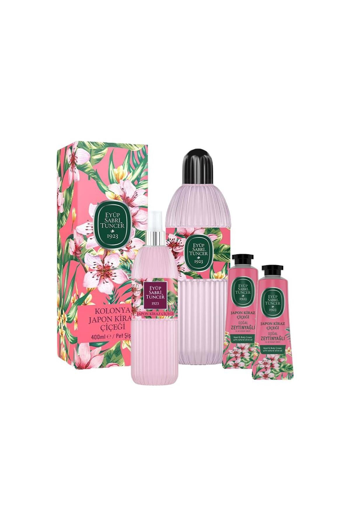 Japon Kiraz Çiçeği Kolonyası 400 ml, 150 ml ve 2 Adet El ve Vücut Kremi 50 ml