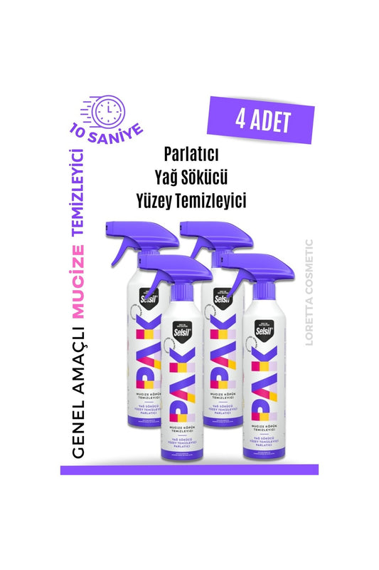 Pak 4 'lü 500 ml Mucize Köpük Temizleyici Sprey Yağ Sökücü, Parlatıcı