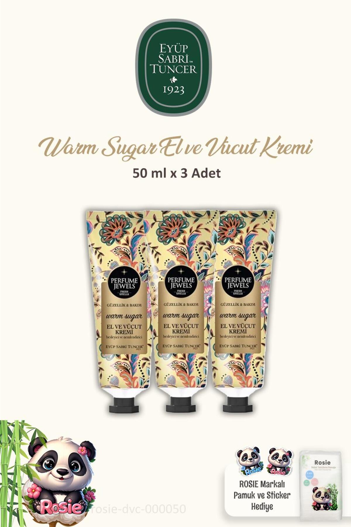 Pj El Ve Vücut Kremi 3'lü Warm Sugar 50 ml Tüp ve ROSIE Pamuk