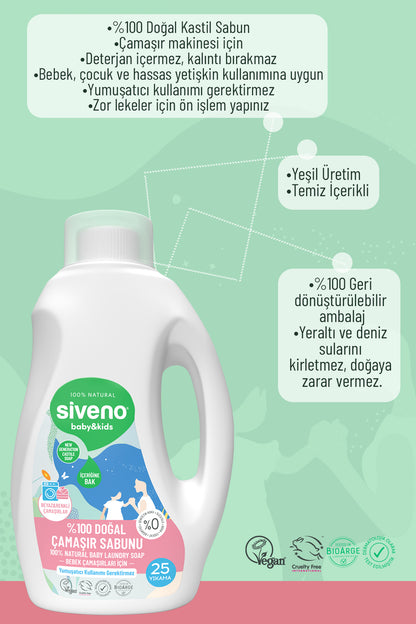 %100 Doğal Bebek Çamaşır Sabunu Kendinden Yumuşatıcılı Bitkisel Deterjan Konsantre Vegan 750 ml