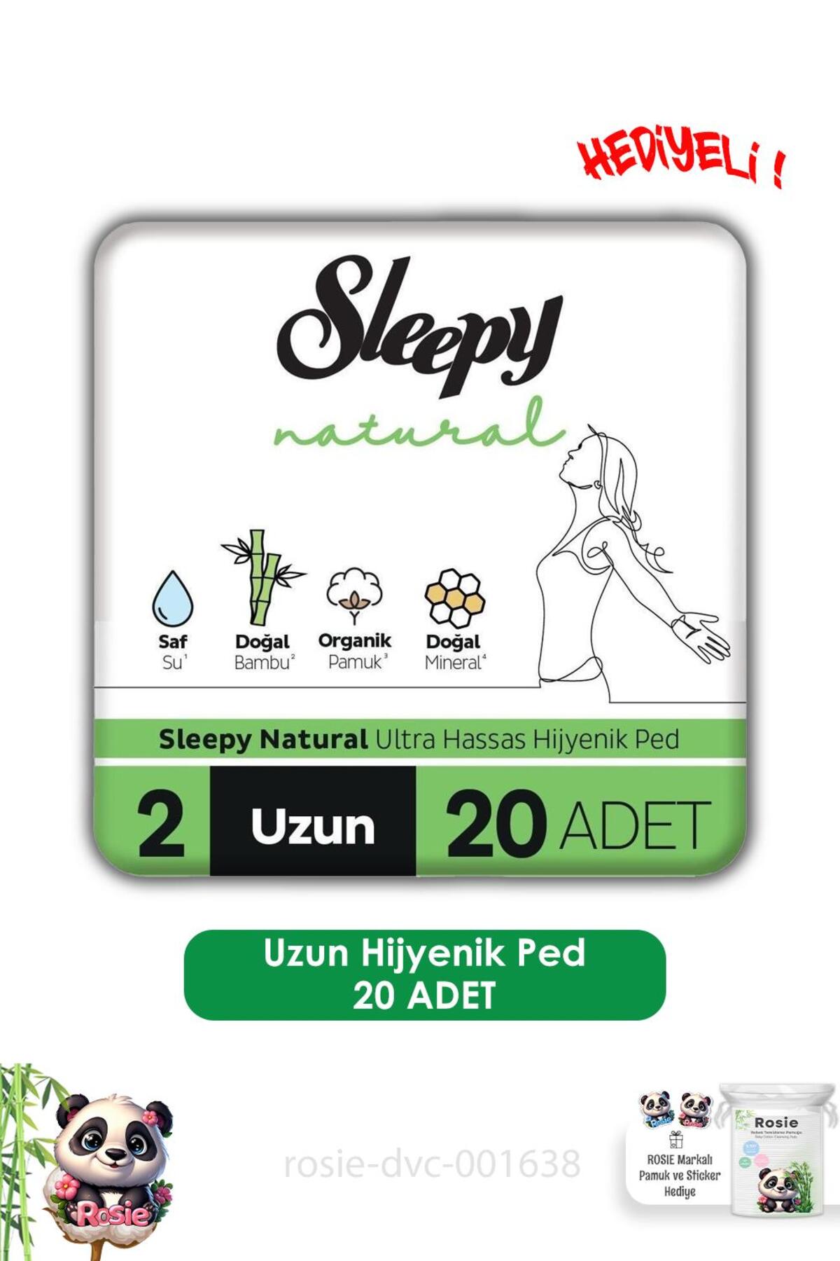 Natural Ultra Hassas Hijyenik Ped Uzun 20 Adet Ped ve ROSIE