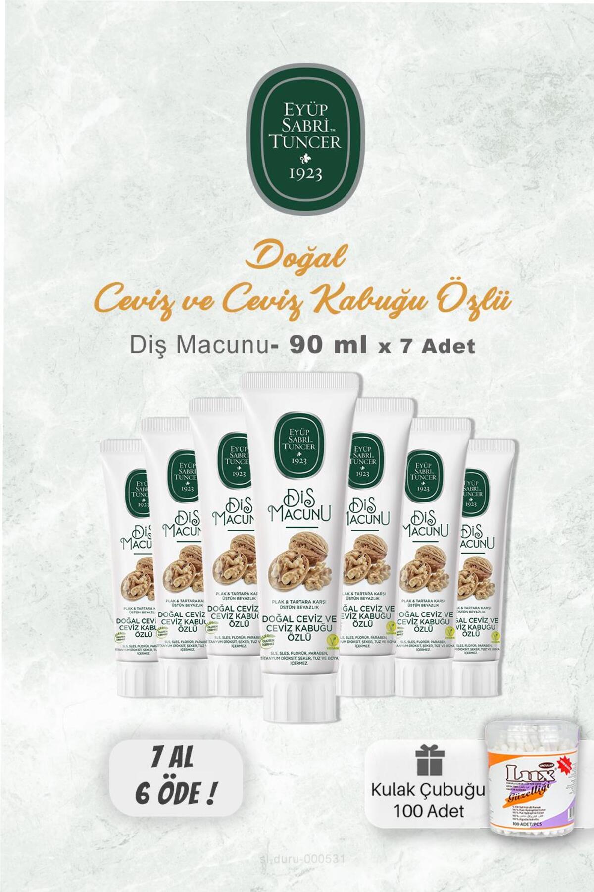 90 ml Ceviz Özlü Diş Macunu 7 AL 6 ÖDE ve Lux Pamuk Çubuğu