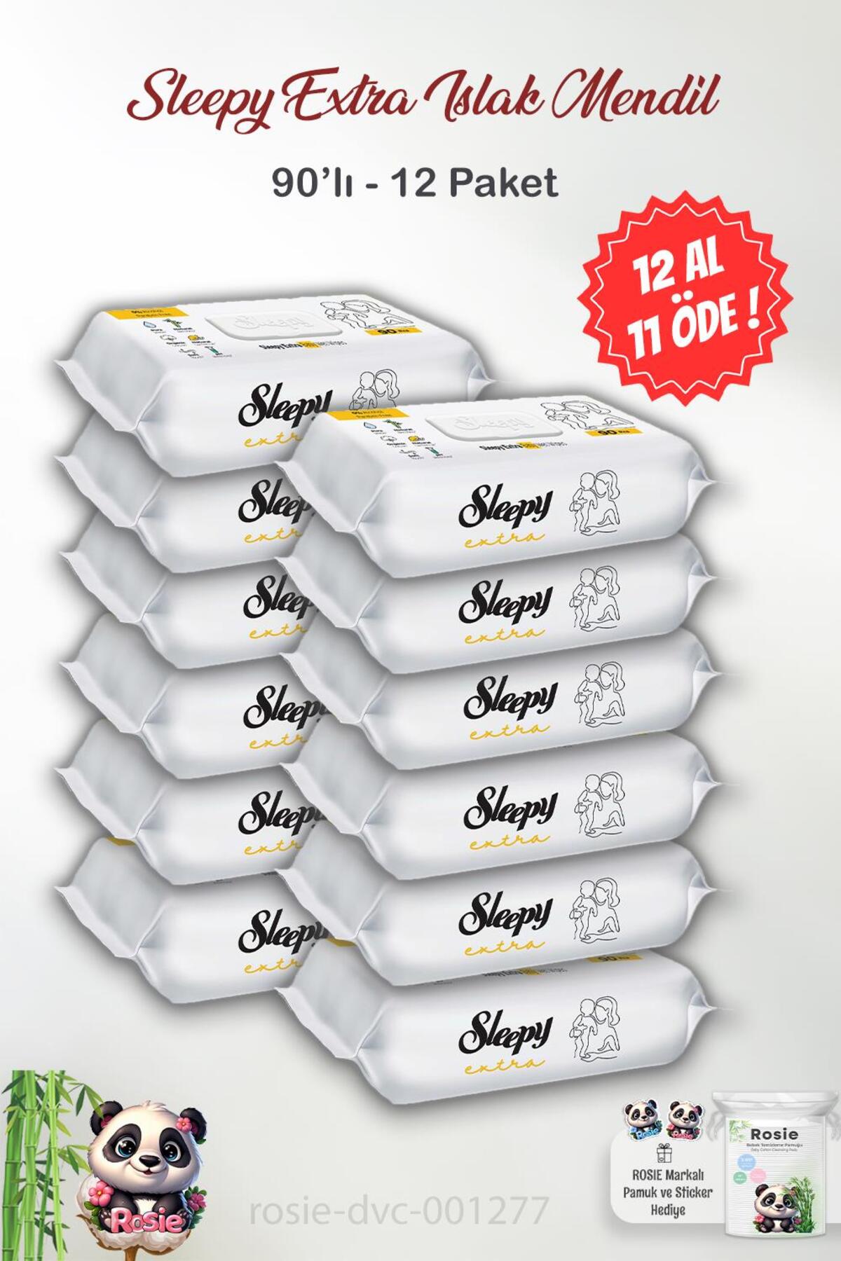 12 Paket Extra Islak Bebek Havlusu 90'lı ve Pamuk