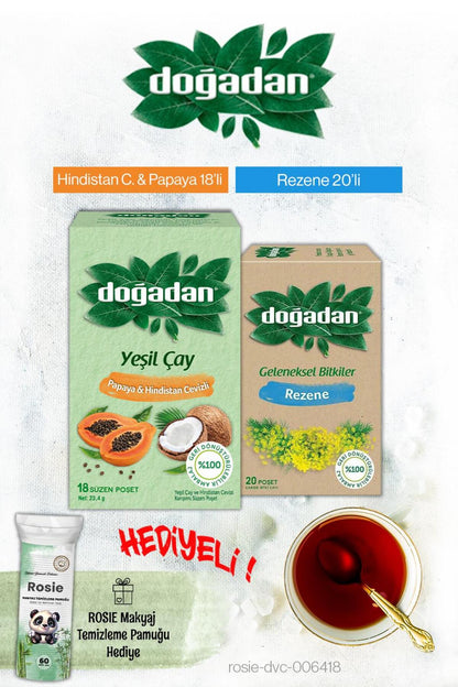 Hindistan Cevizi Papaya ve Rezene Poşet Çay ve Rosie Hediyeli