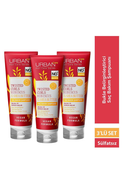 Hibiscus & Shea Butter Kıvırcık ve Dalgalı Saçlara Özel Şampuan 3x250ml-sülfatsız-vegan