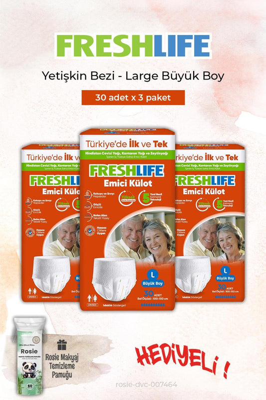 Large 3 Paket Büyük Boy Emici Külot 30'lu ve ROSIE