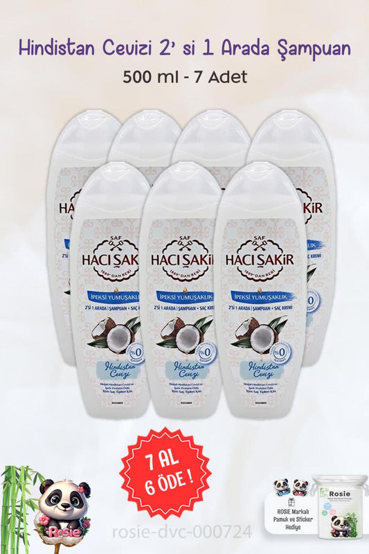 7 AL 6 ÖDE Hacı Şakir Hindistan Cevizi 2si 1 Arada Şampuan 500 ml ve ROSIE