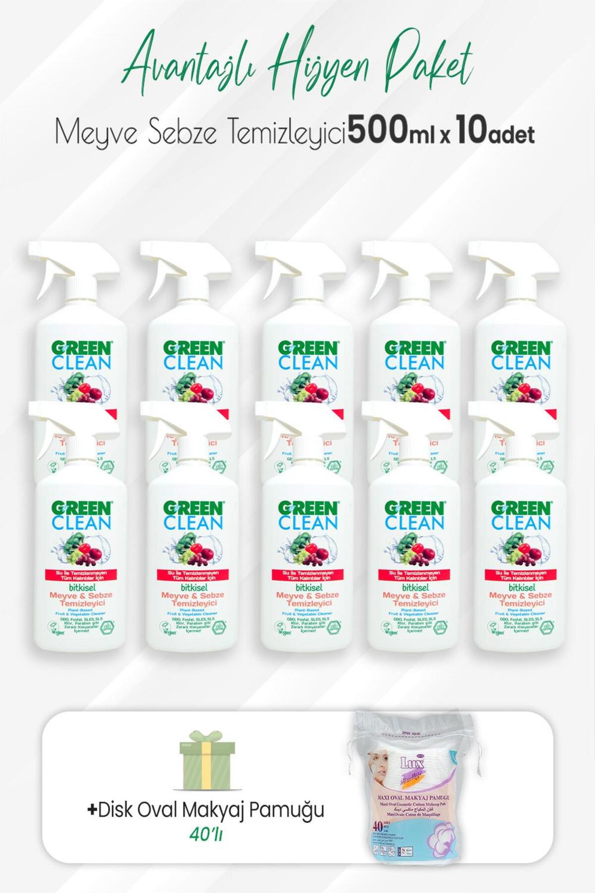 10'lu Bitkisel Meyve Sebze Temizleyici 500 ml ve Disk Oval Pamuk 40'lı