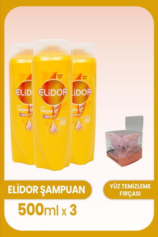Superblend Şampuan İpeksi Yumuşaklık 500 ml x 3 Adet ve Yüz Fırçası