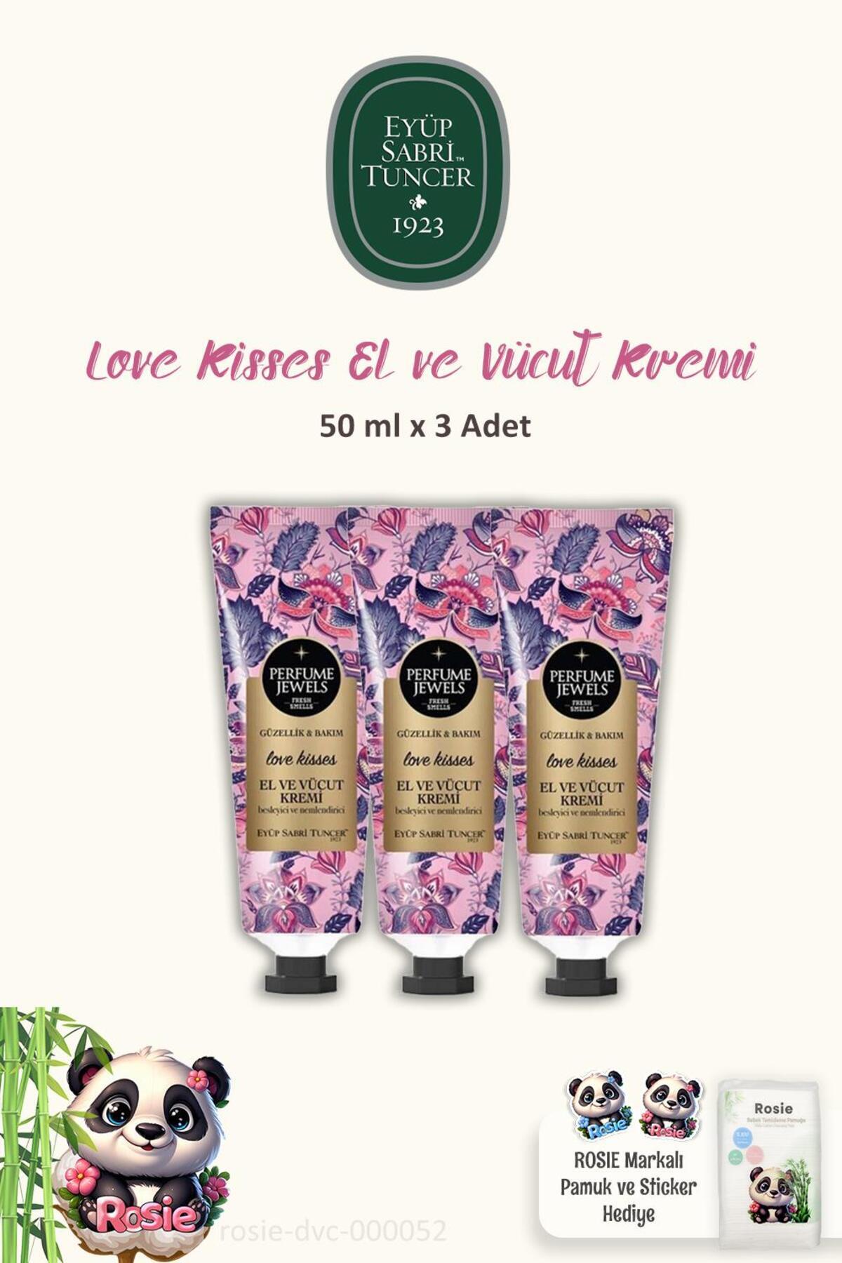 3 Adet Perfume Jewels Love Kisses El Kremi 50 ml ve ROSIE
