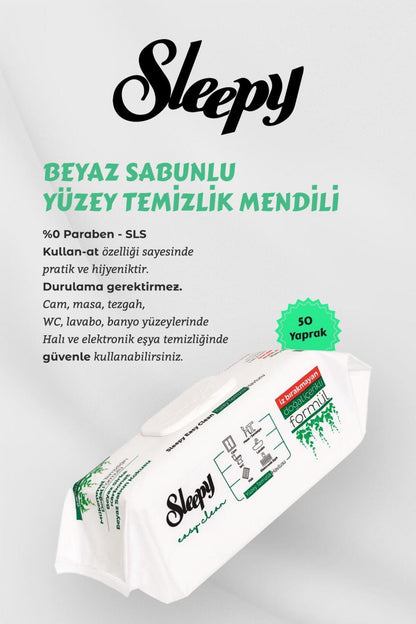 Easy Clean 3 Paket, Beyaz Sabunlu 4 XL Yüzey Temizlik Havlusu ve Pamuk
