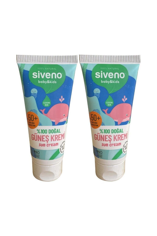 %100 Doğal Bebek Güneş Kremi Leke Karşıtı Antioksidan Nemlendirici Bitkisel UVA UVB SPF50 X 2 Adet