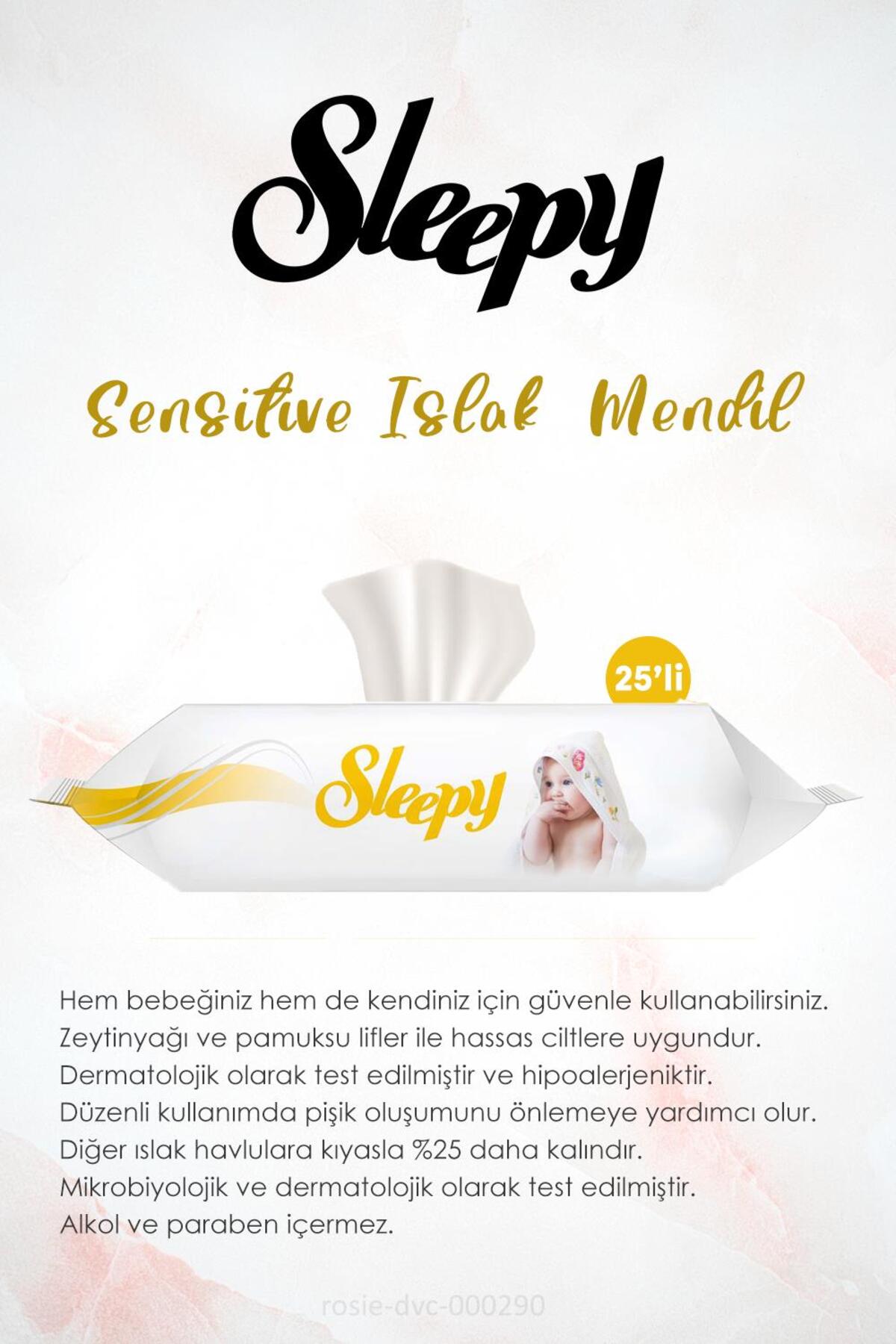 7 AL 6 ÖDE Sleepy Sensitive Islak Mendil 25'li ve ROSIE Pamuk