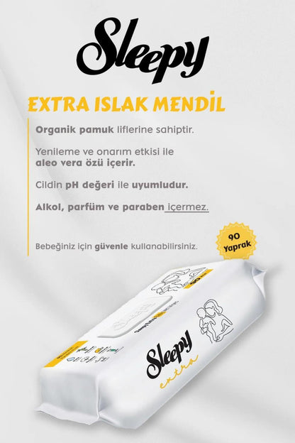 12 Paket Extra Islak Bebek Havlusu 90'lı ve Pamuk