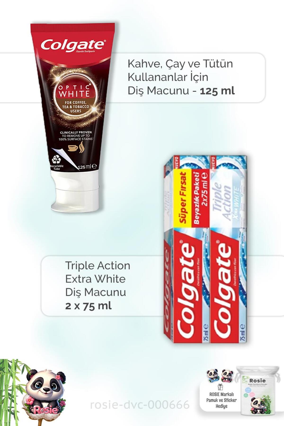 Kafein Kullananlar İçin 125 ml, Triple Action Extra White 2 x 75 ml Diş Macunu
