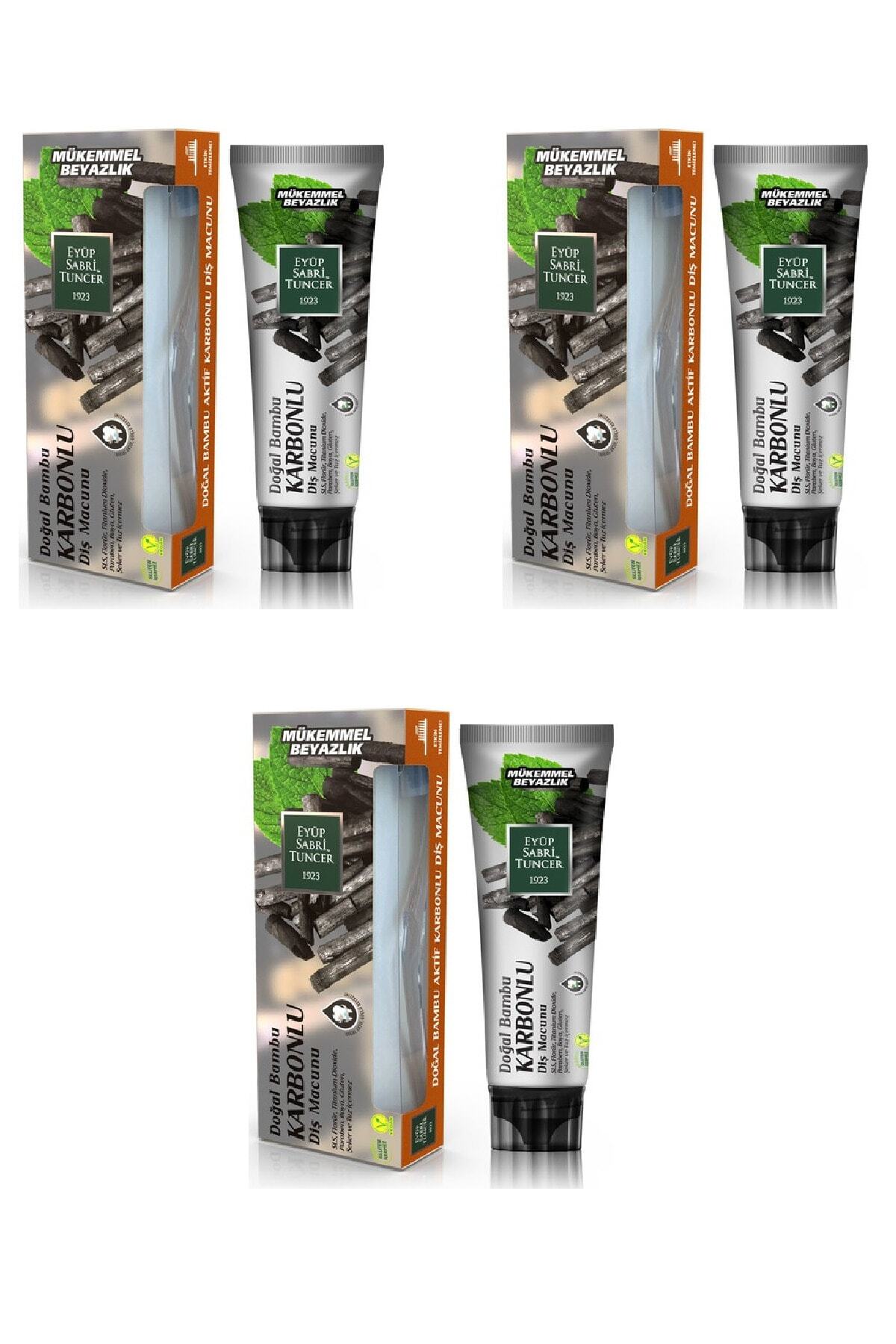 Doğal Aktif Bambu Karbonlu Diş Macunu 75 ml + Diş Fırçası Hediyeli X 3 Adet