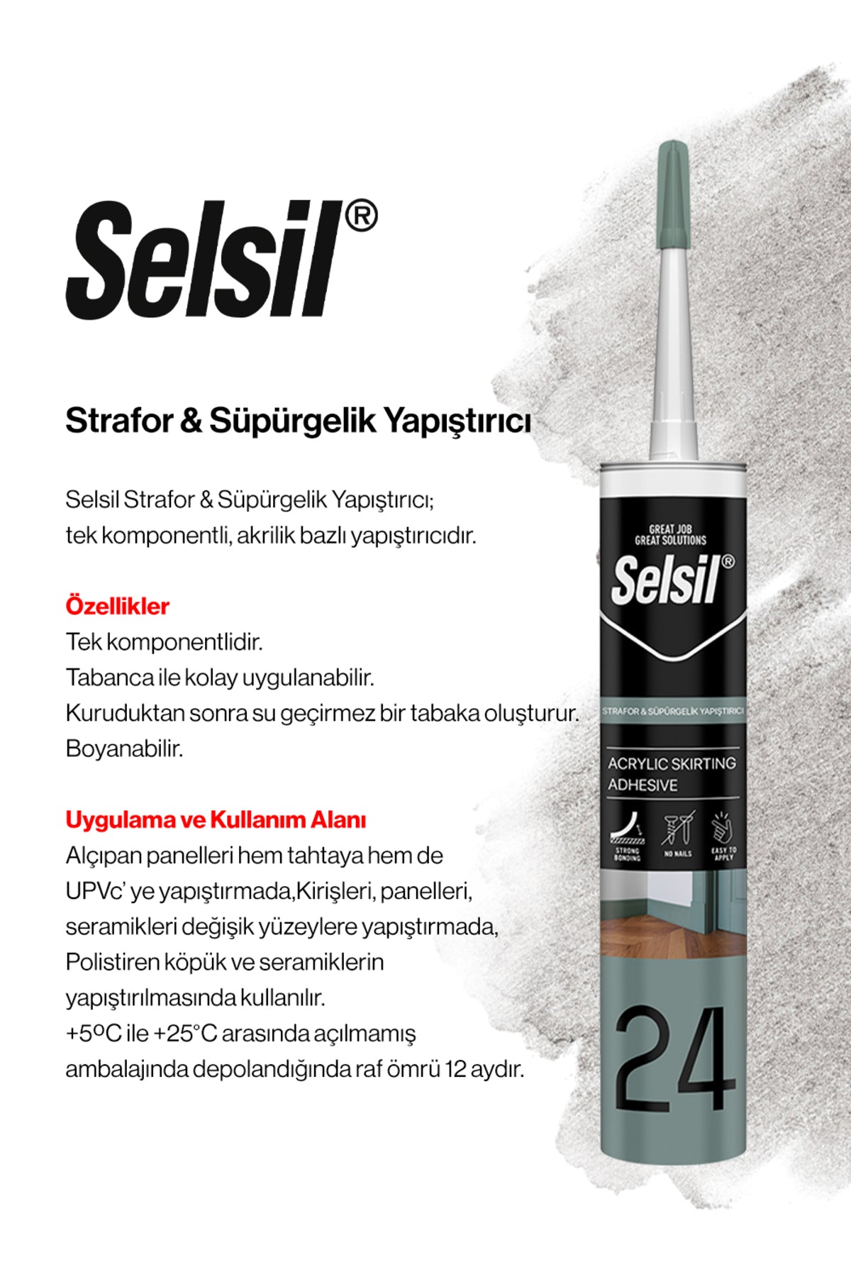 7'li 300 ml Strafor & Süpürgelik Yapıştırıcı Silikon ve ROSIE