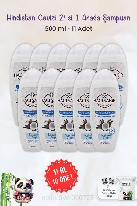 11 AL 10 ÖDE Hacı Şakir Hindistan Cevizi 2si 1 Arada Şampuan 500 ml ve ROSIE