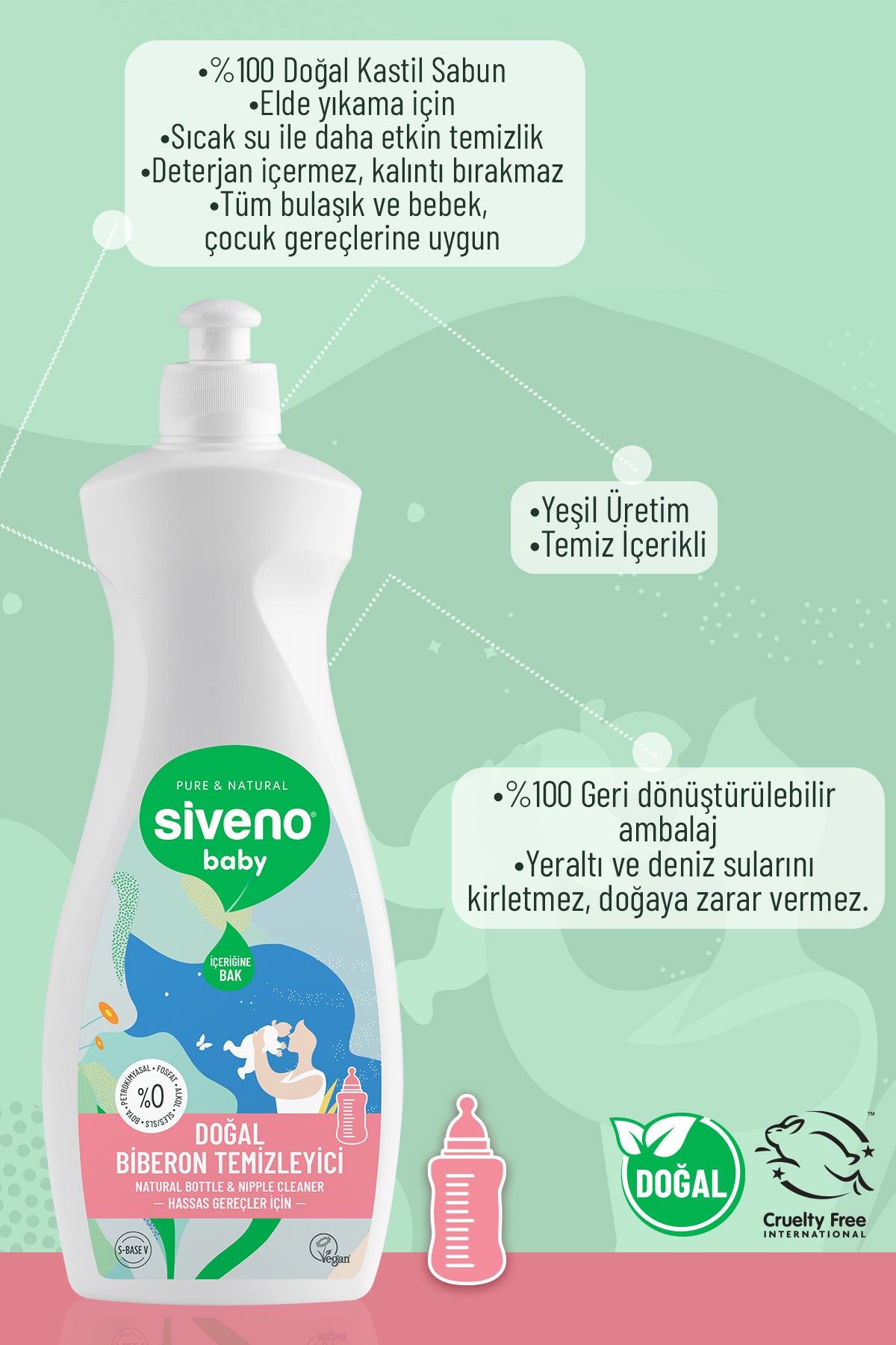 %100 Doğal Bebek Çamaşır Sabunu 750 ml & Biberon Emzik Temizleyici Elde Bulaşık Sabunu 500 ml