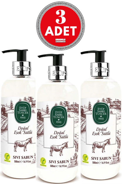 Doğal Eşek Sütlü Sıvı Sabun 500 ml x 3 Adet
