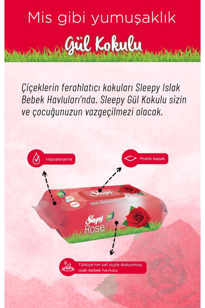 90'lı Gül Kokulu Bebek Islak Havlu 28 Al 25 Öde ve ROSIE