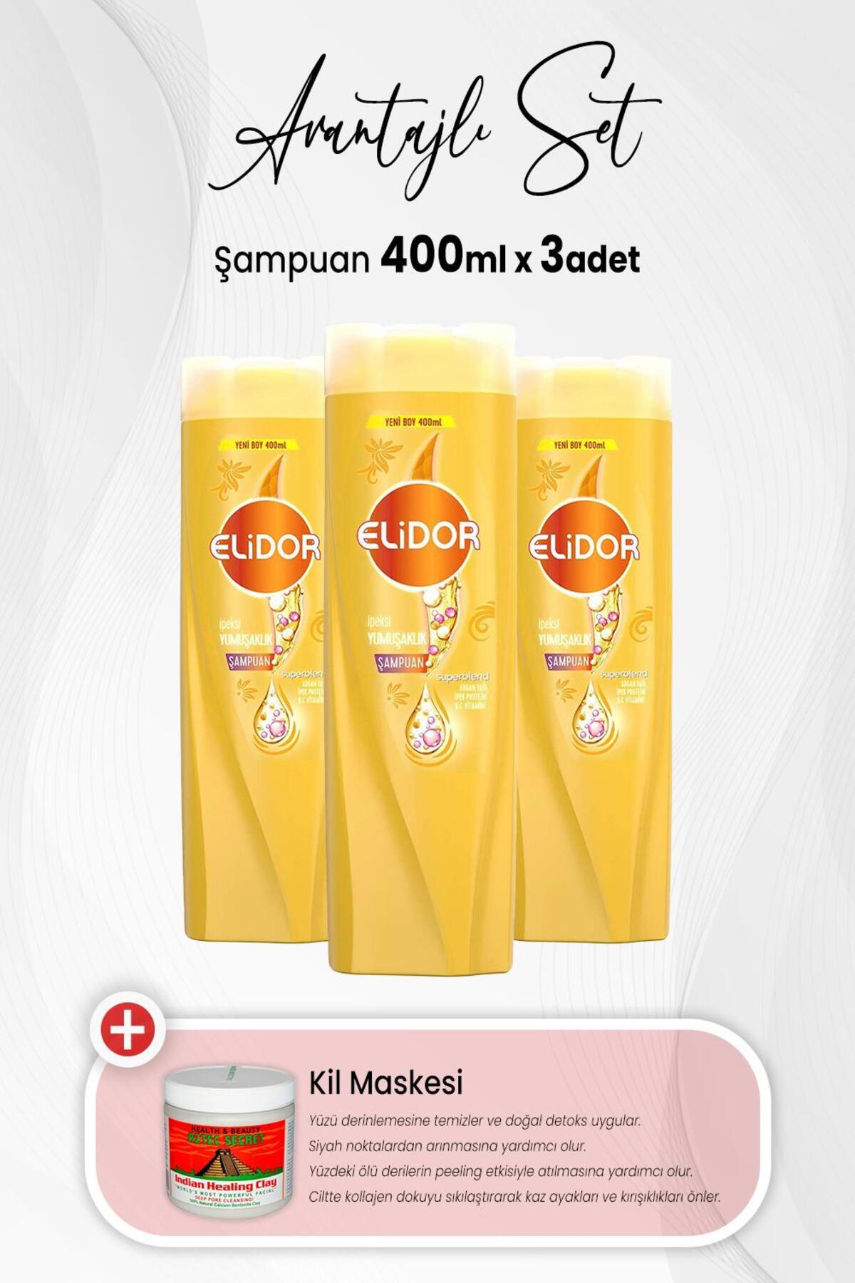 Superblend Şampuan İpeksi Yumuşaklık 400 ml x 3 Adet ve Kil Maskesi