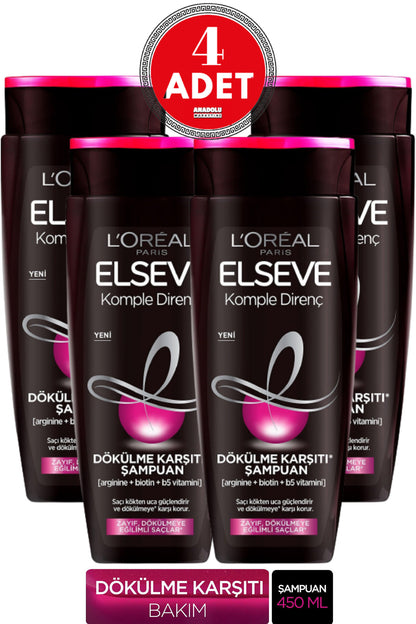 L'Oréal Paris Arginine Direnç Dökülme Karşıtı Şampuan 450 ml 4 Adet