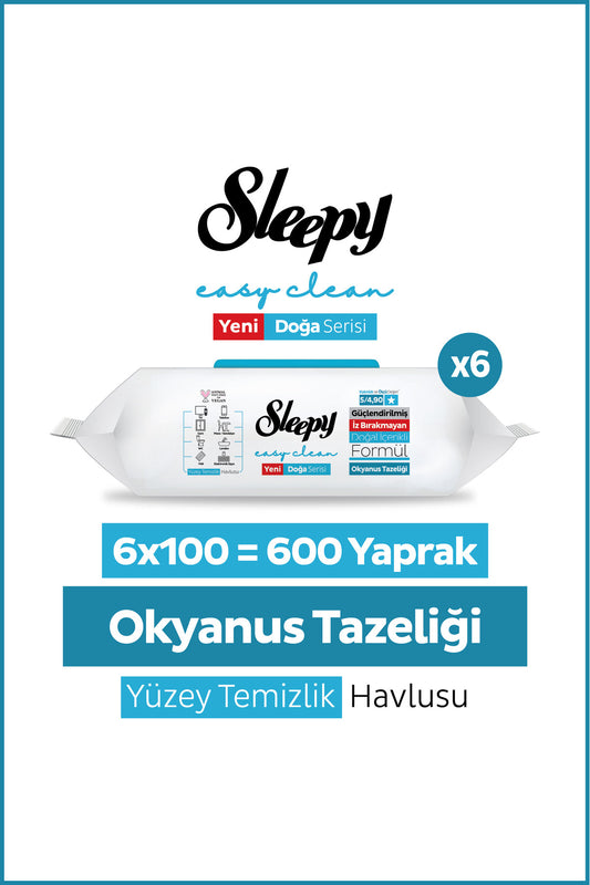 Ocean Yüzey Temizlik Havlusu Mendili Okyanus Tazeliği 6x100 (600 Yaprak)