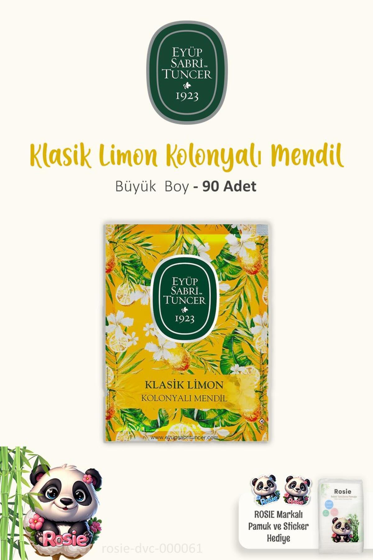 3 Paket Büyük Boy Kolonyalı Mendil Limonlu 30'lu ve ROSIE