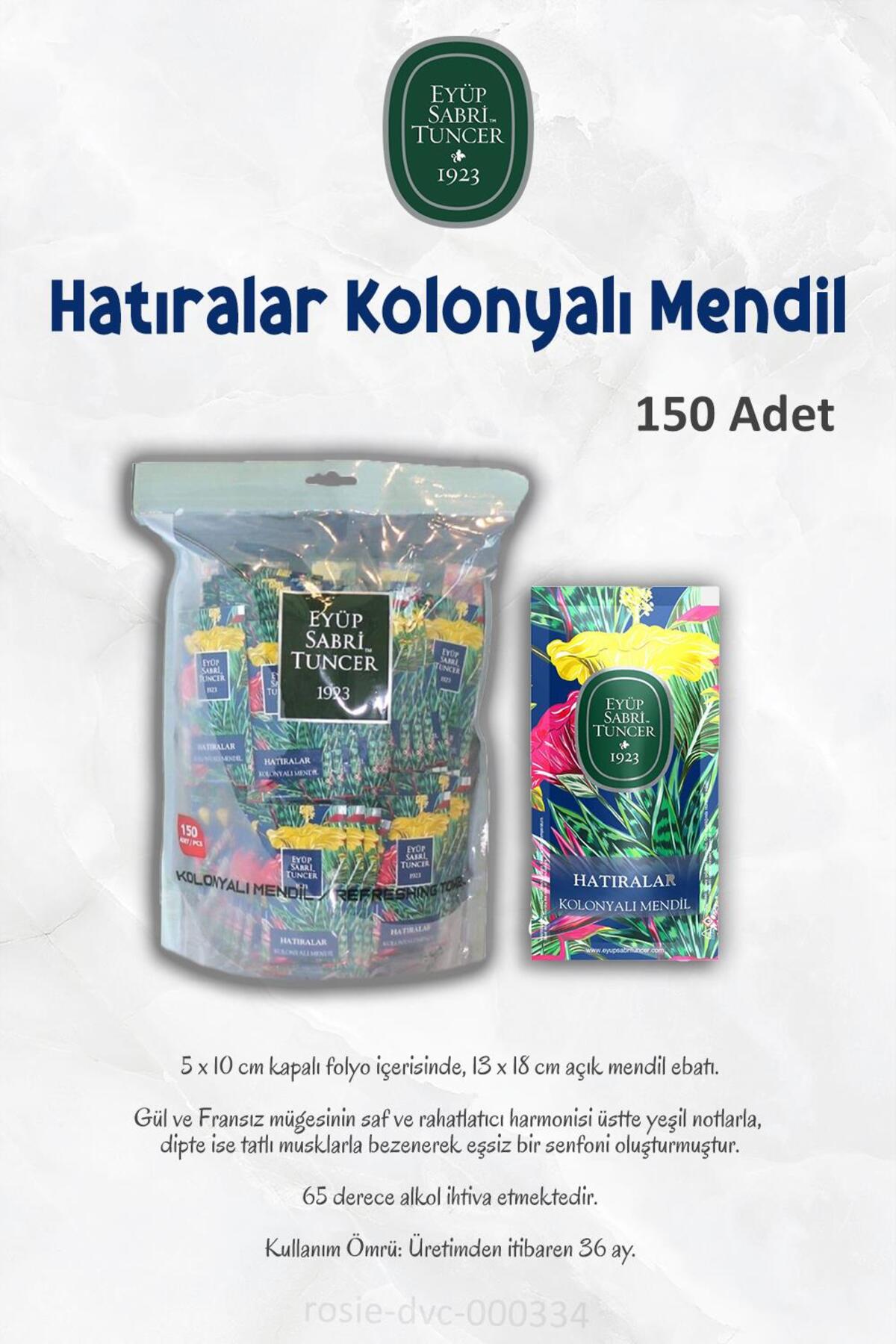 3 Paket Hatıralar Kolonyalı Mendil 150'li ve ROSIE Pamuk