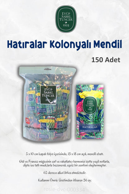 3 Paket Hatıralar Kolonyalı Mendil 150'li ve ROSIE Pamuk