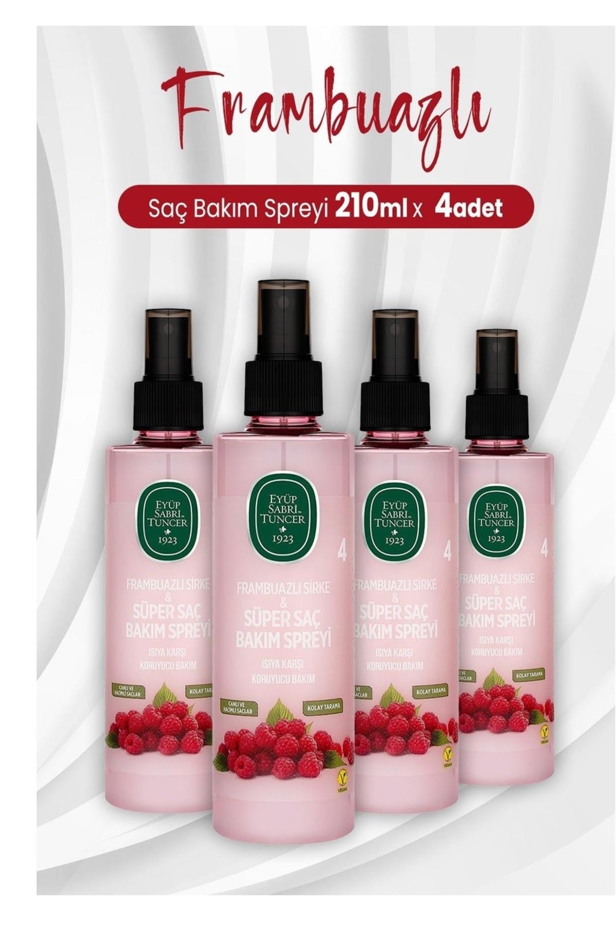 Frambuazlı Sirke & Süper Saç Bakım Spreyi 210 ml 4 adet