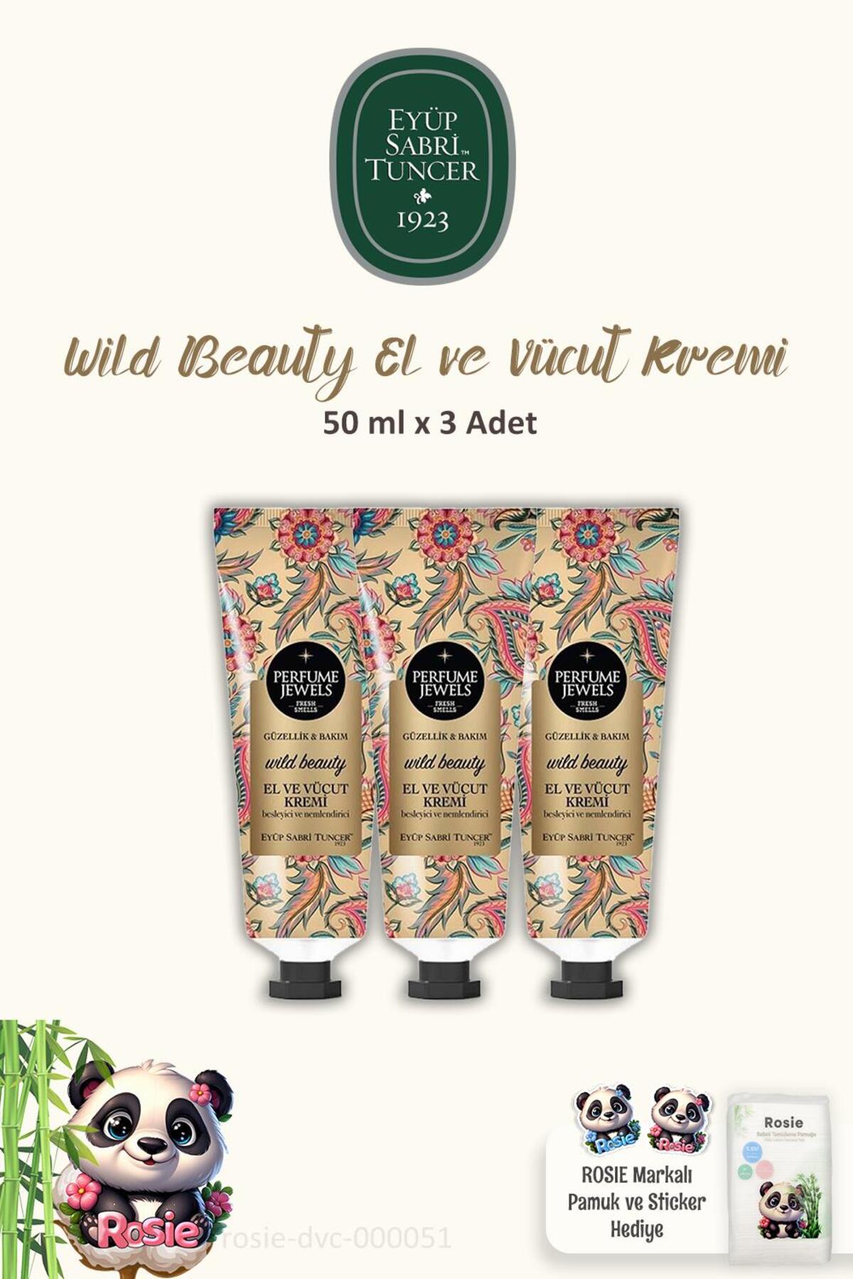 3'lü Perfume Jewels Wild Beauty El Kremi 50 ml ve ROSIE Pamuk