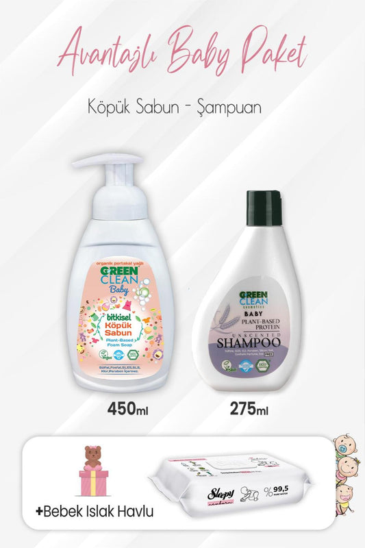 Baby Köpük Sabun 450 ml ve Şampuan 275 ml ve Yenidoğan Devam 50'li