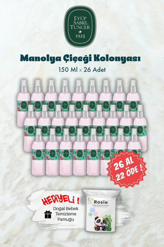 26 AL 22 ÖDE 150 ML Manolya Çiçeği Kolonyası ve ROSIE Hediye
