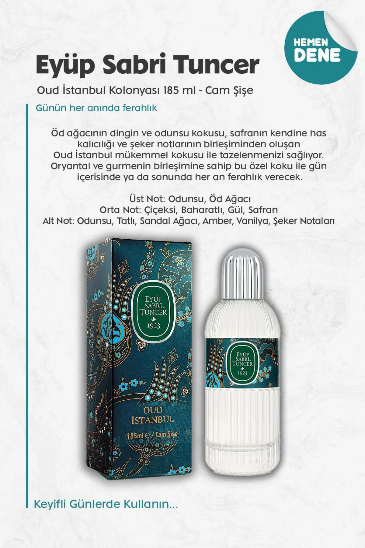 3 Adet Eyüp Sabri Tuncer Oud İstanbul Kolonyası 185 ml Cam Şişe ve ROSIE Pamuk