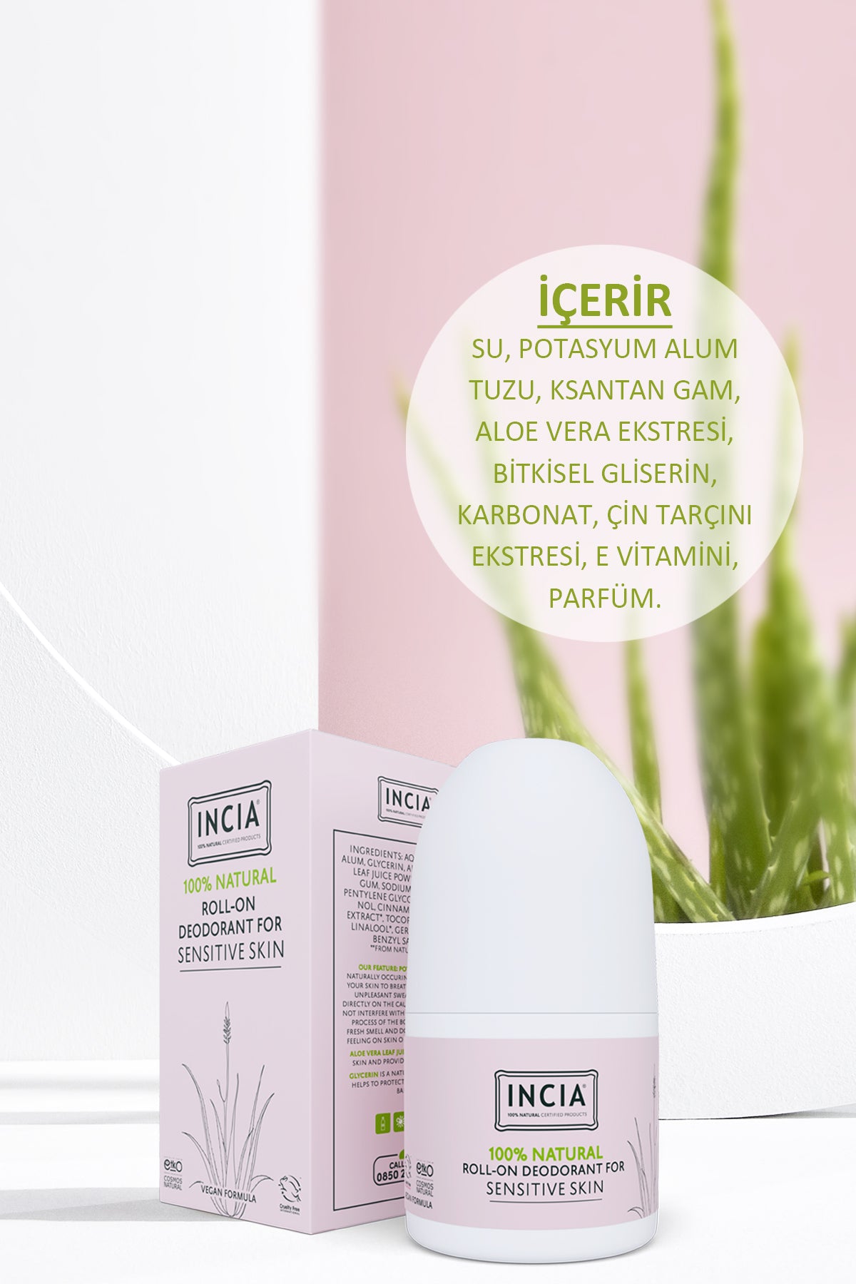 %100 Doğal Roll On Deodorant Hassas Ciltler İçin Ter Kokusu Önleyici Leke Yapmayan 50 ml