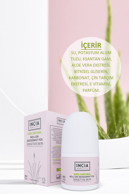 %100 Doğal Roll On Deodorant Hassas Ciltler İçin Ter Kokusu Önleyici Leke Yapmayan 50 ml
