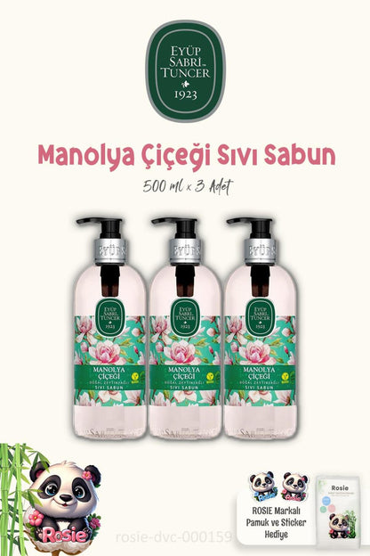 3'lü Sıvı Sabun Manolya Çiçeği 500 ml ve ROSIE Pamuk 60'lı