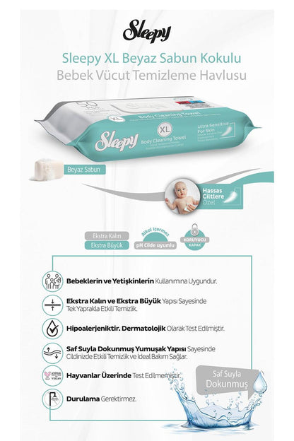 14 AL 12 ÖDE Vücut Temizleme Mendili Xl 50"li