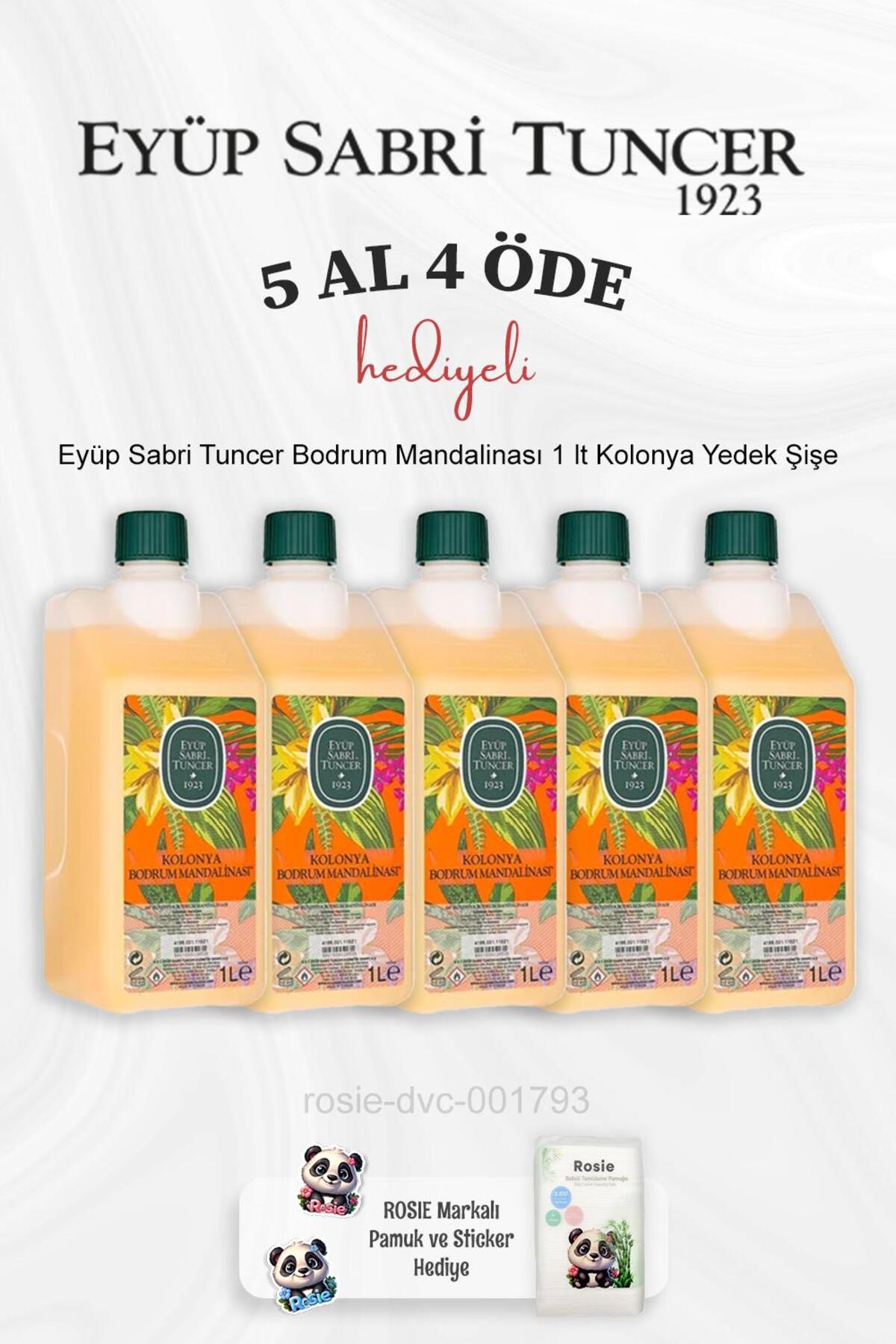 Bodrum Mandalinası 1 lt Kolonya Yedek Şişe 5 Al 4 Öde ve Rosie Pamuk