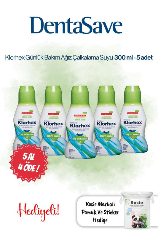 Klorhex 5 AL 4 ÖDE Günlük Bakım Ağız Çalkalama Suyu 300 ml ve Rosie